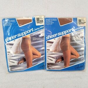 2 Vintage Primrose Sheer Ecstasy Pantyhose Medium‎ & Sheer Support Nylon/Spandex